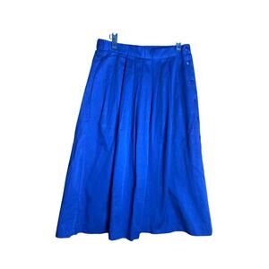 VINTAGE Cotton Navy Button A Line Twee Skirt